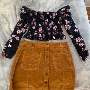 wild fable off the shoulder black floral top